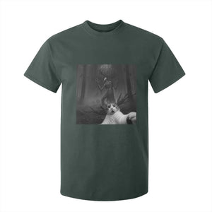 Cat Selfie With Wendigo T Shirt For Kid Horror Halloween Funny Cat Gifts TS10 Dark Forest Green Print Your Wear