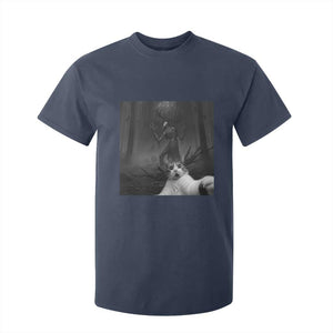 Cat Selfie With Wendigo T Shirt For Kid Horror Halloween Funny Cat Gifts TS10 Navy Print Your Wear