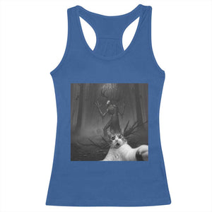 Cat Selfie With Wendigo Racerback Tank Top Horror Halloween Funny Cat Gifts TS10 Royal Blue Print Your Wear