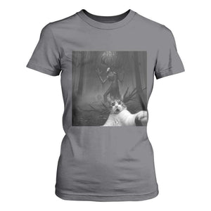 Cat Selfie With Wendigo T Shirt For Women Horror Halloween Funny Cat Gifts TS10 Charcoal Print Your Wear