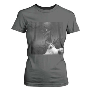 Cat Selfie With Wendigo T Shirt For Women Horror Halloween Funny Cat Gifts TS10 Dark Heather Print Your Wear