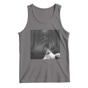 Cat Selfie With Wendigo Tank Top Horror Halloween Funny Cat Gifts TS10 Deep Heather Print Your Wear