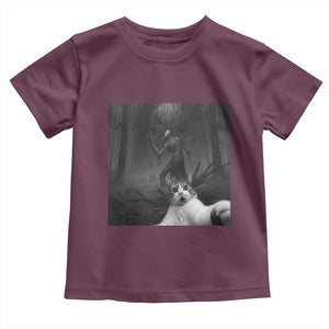 Cat Selfie With Wendigo Toddler T Shirt Horror Halloween Funny Cat Gifts TS10 Maroon Print Your Wear