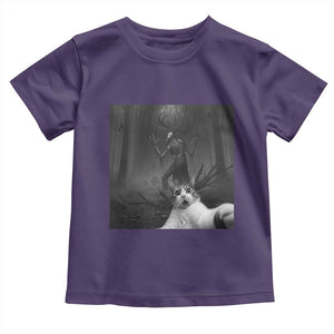 Cat Selfie With Wendigo Toddler T Shirt Horror Halloween Funny Cat Gifts TS10 Purple Print Your Wear