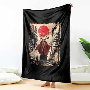 Samurai Wendigo Throw Blanket Japanese Vintage Graphic Ukiyo-e Art Funny Dark Fantasy TS10 Print Your Wear