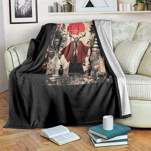 Samurai Wendigo Throw Blanket Japanese Vintage Graphic Ukiyo-e Art Funny Dark Fantasy TS10 Print Your Wear