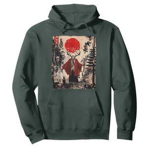 Samurai Wendigo Hoodie Japanese Vintage Graphic Ukiyo-e Art Funny Dark Fantasy TS10 Dark Forest Green Print Your Wear