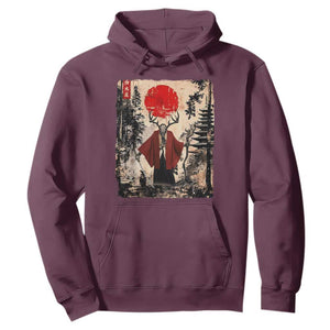 Samurai Wendigo Hoodie Japanese Vintage Graphic Ukiyo-e Art Funny Dark Fantasy TS10 Maroon Print Your Wear