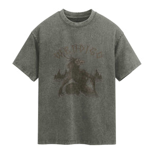 Wendigo Washed Cotton T-Shirt Horror Cryptid Occult Dark Fantasy