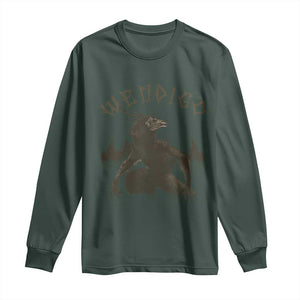 Wendigo Long Sleeve Shirt Horror Cryptid Occult Dark Fantasy TS10 Dark Forest Green Print Your Wear