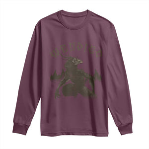 Wendigo Long Sleeve Shirt Horror Cryptid Occult Dark Fantasy TS10 Maroon Print Your Wear