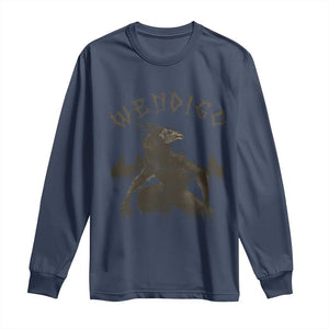 Wendigo Long Sleeve Shirt Horror Cryptid Occult Dark Fantasy TS10 Navy Print Your Wear