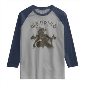 Wendigo Raglan Shirt Horror Cryptid Occult Dark Fantasy TS10 Sport Gray Navy Print Your Wear