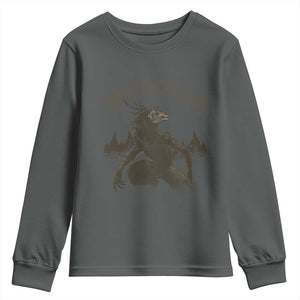 Wendigo Youth Sweatshirt Horror Cryptid Occult Dark Fantasy TS10 Dark Heather Print Your Wear