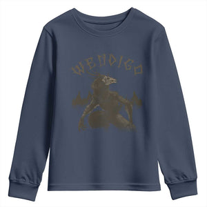 Wendigo Youth Sweatshirt Horror Cryptid Occult Dark Fantasy TS10 Navy Print Your Wear