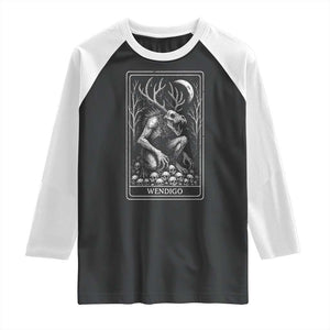Wendigo Raglan Shirt Tarot Card Horror Cryptid Occult Dark Fantasy TS10 Black White Print Your Wear