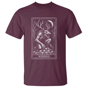 Wendigo T Shirt Tarot Card Horror Cryptid Occult Dark Fantasy TS10 Maroon Print Your Wear