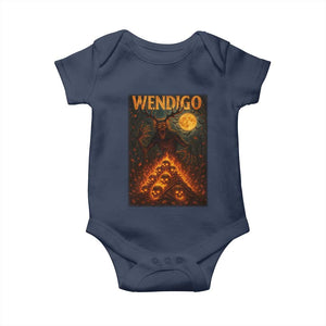 Wendigo Baby Onesie Halloween Cryptid Horror Mythical Creature TS10 Navy Print Your Wear