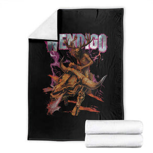 Wendigo Throw Blanket Riding Skeleton Cryptid Occult Dark Fantasy TS10 Black Print Your Wear