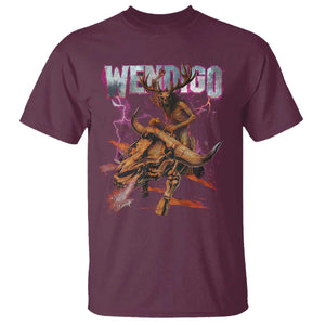 Wendigo T Shirt Riding Skeleton Cryptid Occult Dark Fantasy TS10 Maroon Print Your Wear
