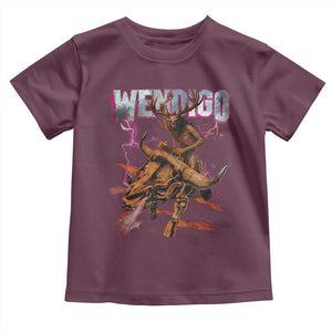 Wendigo Toddler T Shirt Riding Skeleton Cryptid Occult Dark Fantasy TS10 Maroon Print Your Wear