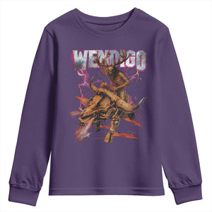 Wendigo Youth Sweatshirt Riding Skeleton Cryptid Occult Dark Fantasy TS10 Purple Print Your Wear
