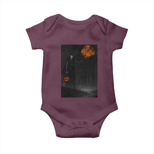 Halloween Wendigo Baby Onesie Scary Pumpkin Moon TS10 Maroon Print Your Wear