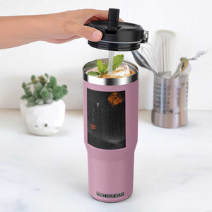 Halloween Wendigo Flip Straw Tumbler Scary Pumpkin Moon TS10 One Size: 30 oz Light Pink Print Your Wear
