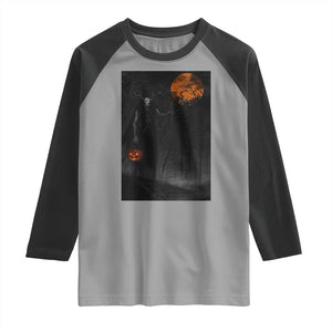 Halloween Wendigo Raglan Shirt Scary Pumpkin Moon TS10 Sport Gray Black Print Your Wear