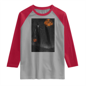 Halloween Wendigo Raglan Shirt Scary Pumpkin Moon TS10 Sport Gray Red Print Your Wear