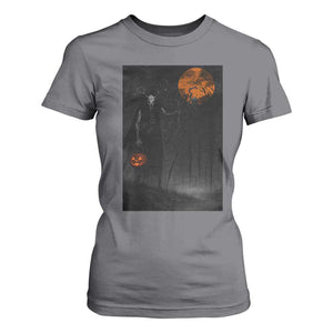 Halloween Wendigo T Shirt For Women Scary Pumpkin Moon TS10 Charcoal Print Your Wear