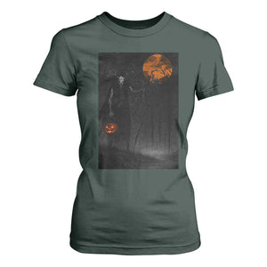 Halloween Wendigo T Shirt For Women Scary Pumpkin Moon TS10 Dark Forest Green Print Your Wear