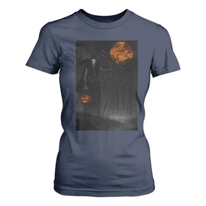Halloween Wendigo T Shirt For Women Scary Pumpkin Moon TS10 Navy Print Your Wear