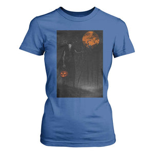 Halloween Wendigo T Shirt For Women Scary Pumpkin Moon TS10 Royal Blue Print Your Wear