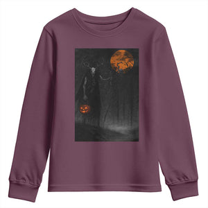 Halloween Wendigo Youth Sweatshirt Scary Pumpkin Moon TS10 Maroon Print Your Wear