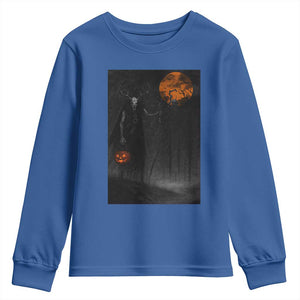 Halloween Wendigo Youth Sweatshirt Scary Pumpkin Moon TS10 Royal Blue Print Your Wear