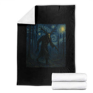 Wendigo Starry Night Throw Blanket Van Gogh Dark Fantasy Cryptid Lovers TS10 Black Print Your Wear