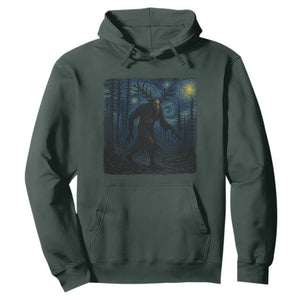 Wendigo Starry Night Hoodie Van Gogh Dark Fantasy Cryptid Lovers TS10 Dark Forest Green Print Your Wear
