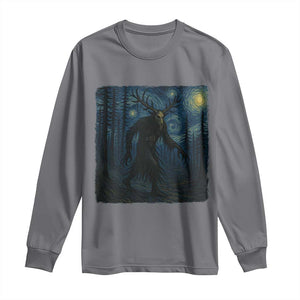 Wendigo Starry Night Long Sleeve Shirt Van Gogh Dark Fantasy Cryptid Lovers TS10 Charcoal Print Your Wear