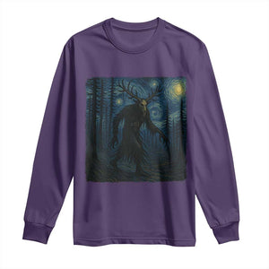 Wendigo Starry Night Long Sleeve Shirt Van Gogh Dark Fantasy Cryptid Lovers TS10 Purple Print Your Wear