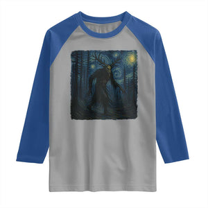 Wendigo Starry Night Raglan Shirt Van Gogh Dark Fantasy Cryptid Lovers TS10 Sport Gray Royal Print Your Wear