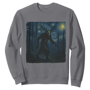 Wendigo Starry Night Sweatshirt Van Gogh Dark Fantasy Cryptid Lovers TS10 Charcoal Print Your Wear