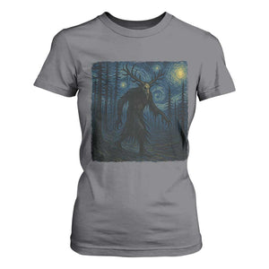 Wendigo Starry Night T Shirt For Women Van Gogh Dark Fantasy Cryptid Lovers TS10 Charcoal Print Your Wear
