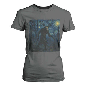 Wendigo Starry Night T Shirt For Women Van Gogh Dark Fantasy Cryptid Lovers TS10 Dark Heather Print Your Wear
