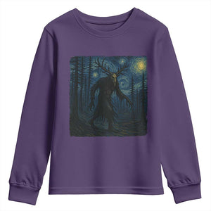 Wendigo Starry Night Youth Sweatshirt Van Gogh Dark Fantasy Cryptid Lovers TS10 Purple Print Your Wear