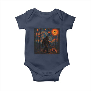 Bigfoot Starry Night Baby Onesie Funny Halloween Van Gogh Sasquatch Lovers TS10 Navy Print Your Wear