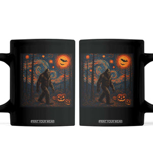 Bigfoot Starry Night Coffee Mug Funny Halloween Van Gogh Sasquatch Lovers TS10 Black Print Your Wear