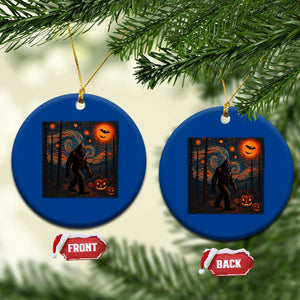 Bigfoot Starry Night Ceramic Ornament Funny Halloween Van Gogh Sasquatch Lovers - Print Your Wear