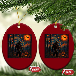 Bigfoot Starry Night Ceramic Ornament Funny Halloween Van Gogh Sasquatch Lovers - Print Your Wear