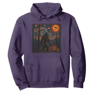 Bigfoot Starry Night Hoodie Funny Halloween Van Gogh Sasquatch Lovers TS10 Purple Print Your Wear